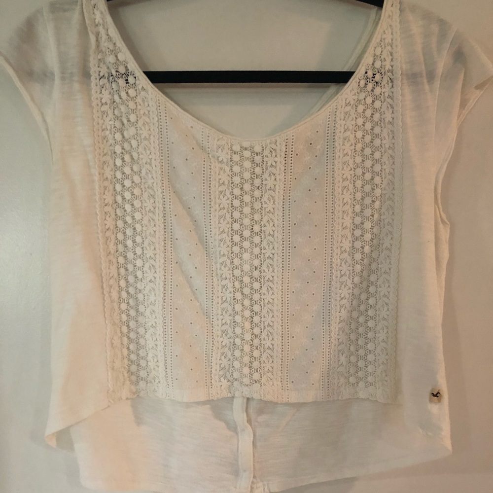 Embroidered white crop top